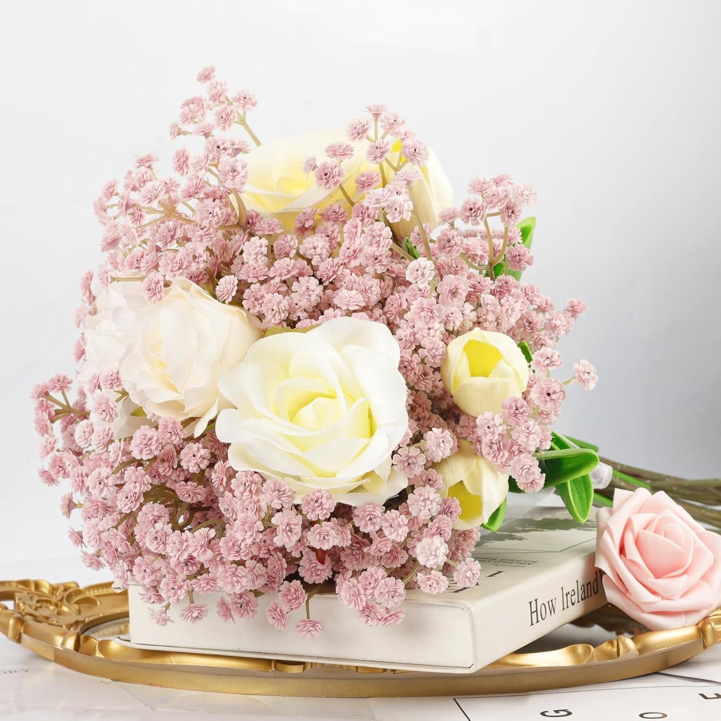 Babys Breath Artificial Flowers Bulk, 10Pcs Fake Gypsophila Bouquet Flowers Real Touch Faux Babies Breath Arrangement for Wedding Floral Party Home Centerpieces Vase Decoration, Yellow