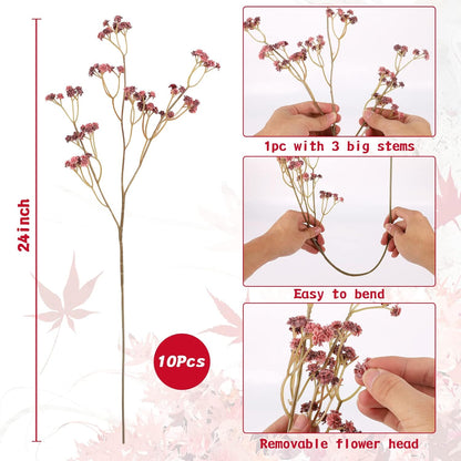 Babys Breath Artificial Flowers Bulk, 10Pcs Fake Gypsophila Bouquet Flowers Real Touch Faux Babies Breath Arrangement for Wedding Floral Party Home Centerpieces Vase Decoration, Yellow