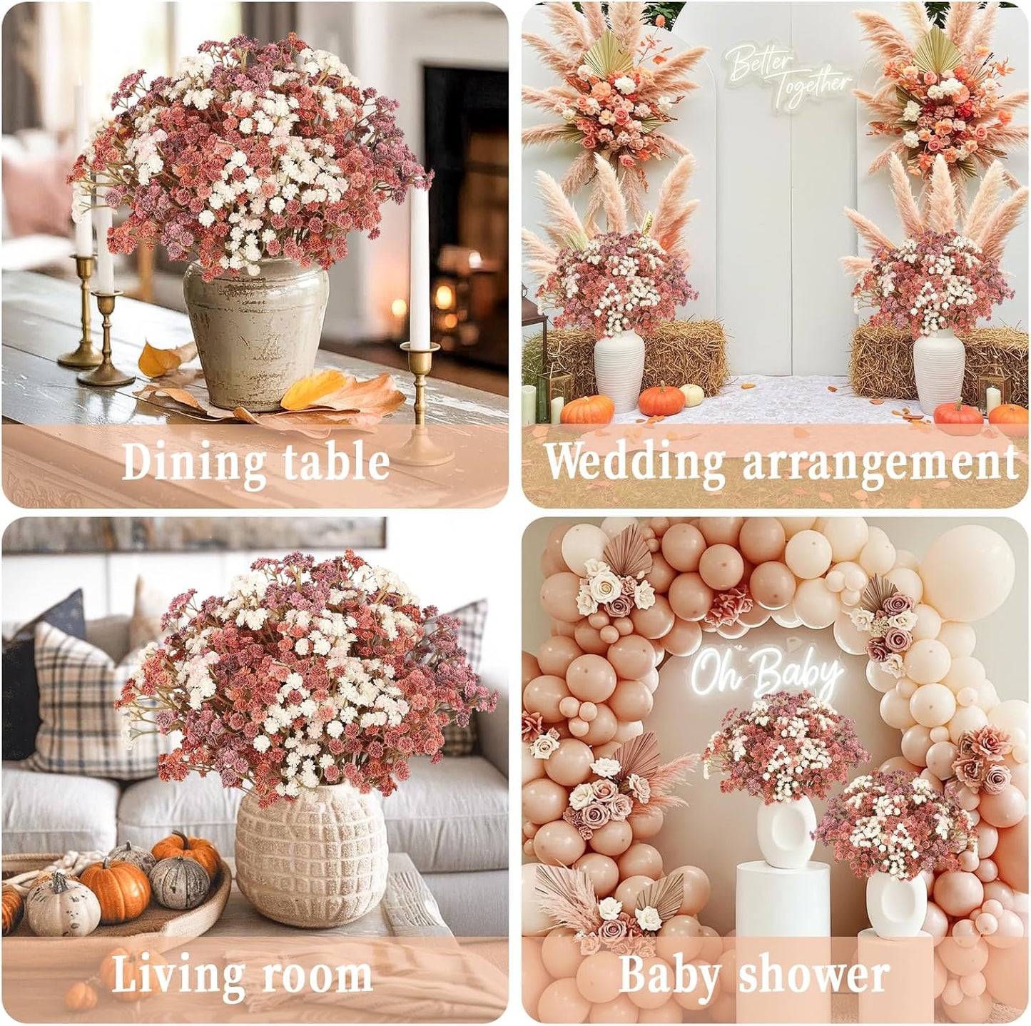 Babys Breath Artificial Flowers Bulk, 10Pcs Fake Gypsophila Bouquet Flowers Real Touch Faux Babies Breath Arrangement for Wedding Floral Party Home Centerpieces Vase Decoration, Yellow
