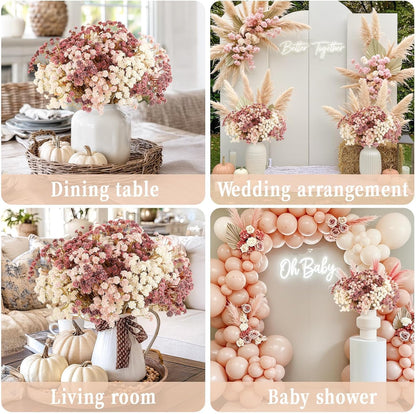 Babys Breath Artificial Flowers Bulk, 10Pcs Fake Gypsophila Bouquet Flowers Real Touch Faux Babies Breath Arrangement for Wedding Floral Party Home Centerpieces Vase Decoration, Yellow