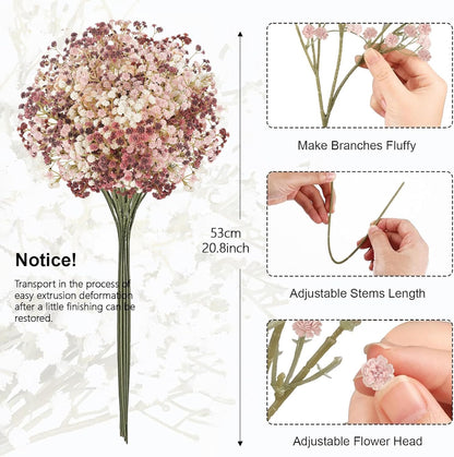 Babys Breath Artificial Flowers Bulk, 10Pcs Fake Gypsophila Bouquet Flowers Real Touch Faux Babies Breath Arrangement for Wedding Floral Party Home Centerpieces Vase Decoration, Yellow