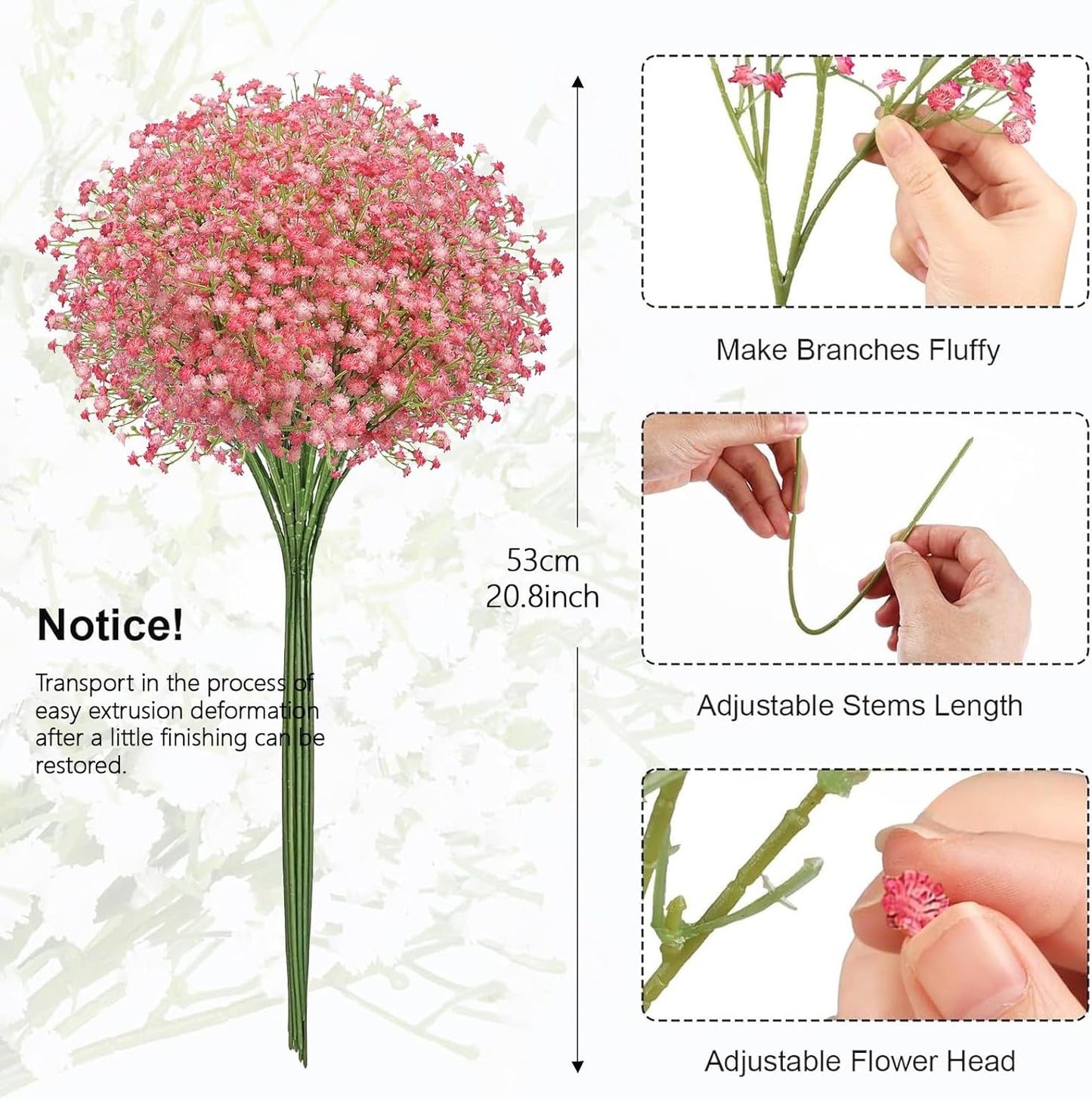 Babys Breath Artificial Flowers Bulk, 10Pcs Fake Gypsophila Bouquet Flowers Real Touch Faux Babies Breath Arrangement for Wedding Floral Party Home Centerpieces Vase Decoration, Yellow