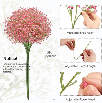 Babys Breath Artificial Flowers Bulk, 10Pcs Fake Gypsophila Bouquet Flowers Real Touch Faux Babies Breath Arrangement for Wedding Floral Party Home Centerpieces Vase Decoration, Yellow