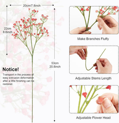 Babys Breath Artificial Flowers Bulk, 10Pcs Fake Gypsophila Bouquet Flowers Real Touch Faux Babies Breath Arrangement for Wedding Floral Party Home Centerpieces Vase Decoration, Yellow