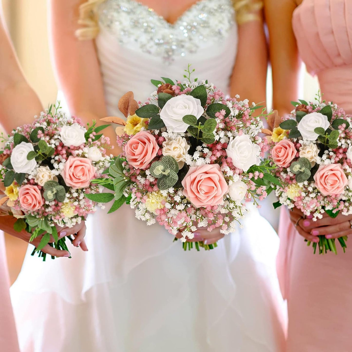 Babys Breath Artificial Flowers Bulk, 10Pcs Fake Gypsophila Bouquet Flowers Real Touch Faux Babies Breath Arrangement for Wedding Floral Party Home Centerpieces Vase Decoration, Yellow