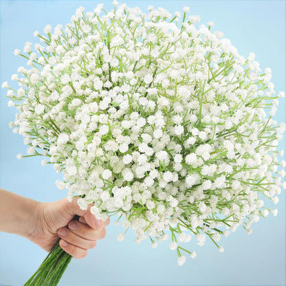 Babys Breath Artificial Flowers Bulk, 10Pcs Fake Gypsophila Bouquet Flowers Real Touch Faux Babies Breath Arrangement for Wedding Floral Party Home Centerpieces Vase Decoration, Yellow