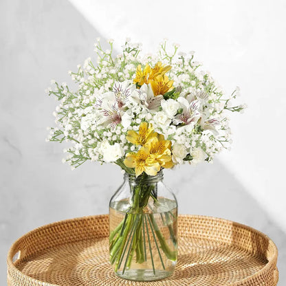 Babys Breath Artificial Flowers Bulk, 10Pcs Fake Gypsophila Bouquet Flowers Real Touch Faux Babies Breath Arrangement for Wedding Floral Party Home Centerpieces Vase Decoration, Yellow