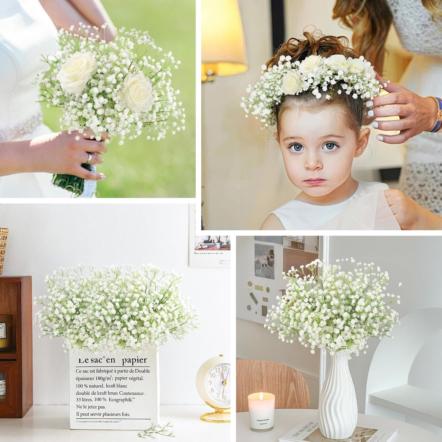 Babys Breath Artificial Flowers Bulk, 10Pcs Fake Gypsophila Bouquet Flowers Real Touch Faux Babies Breath Arrangement for Wedding Floral Party Home Centerpieces Vase Decoration, Yellow