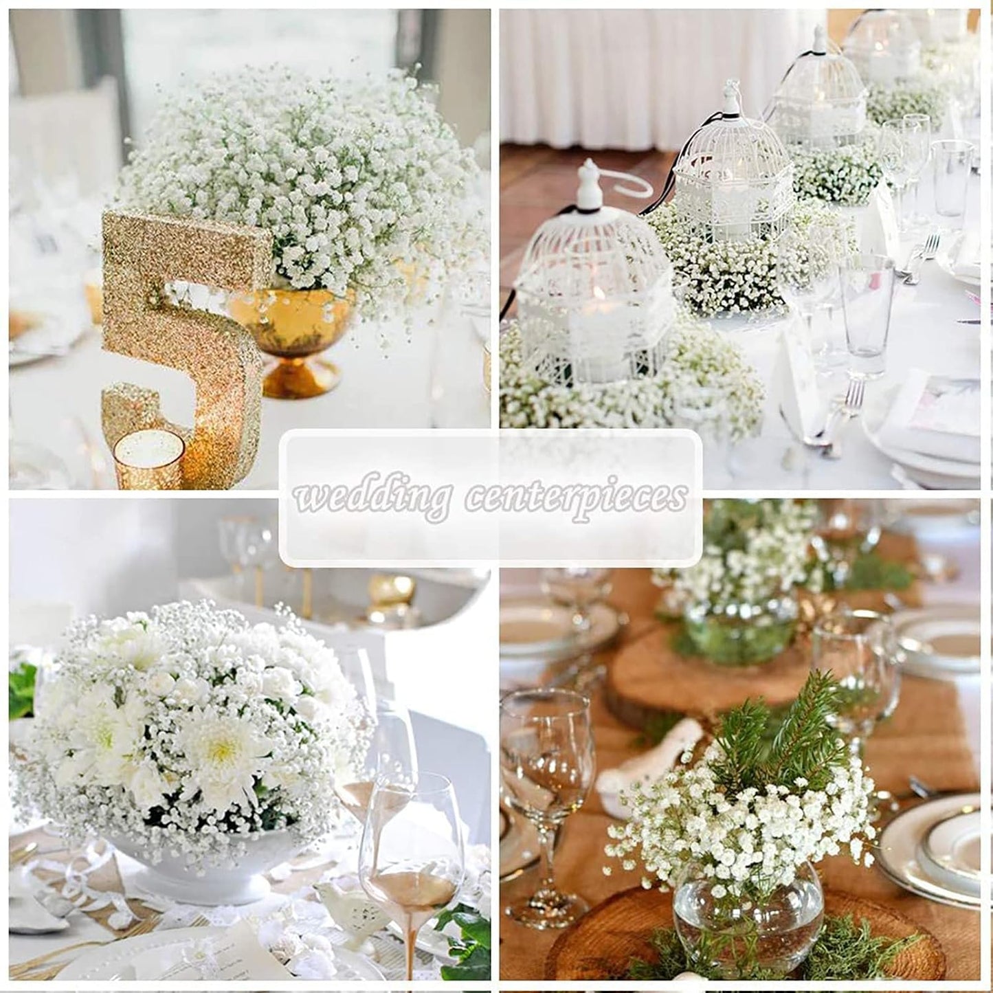 Babys Breath Artificial Flowers Bulk, 10Pcs Fake Gypsophila Bouquet Flowers Real Touch Faux Babies Breath Arrangement for Wedding Floral Party Home Centerpieces Vase Decoration, Yellow