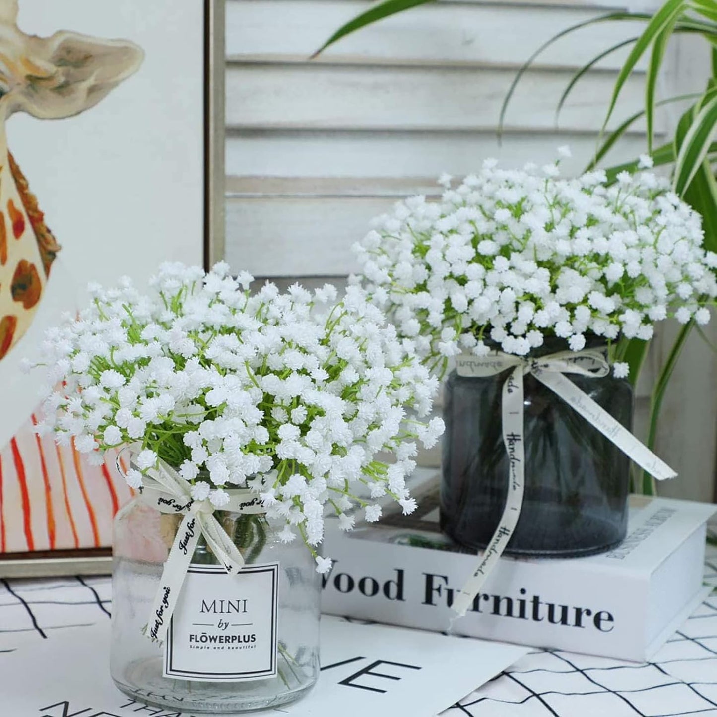 Babys Breath Artificial Flowers Bulk, 10Pcs Fake Gypsophila Bouquet Flowers Real Touch Faux Babies Breath Arrangement for Wedding Floral Party Home Centerpieces Vase Decoration, Yellow
