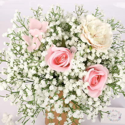 Babys Breath Artificial Flowers Bulk, 10Pcs Fake Gypsophila Bouquet Flowers Real Touch Faux Babies Breath Arrangement for Wedding Floral Party Home Centerpieces Vase Decoration, Yellow