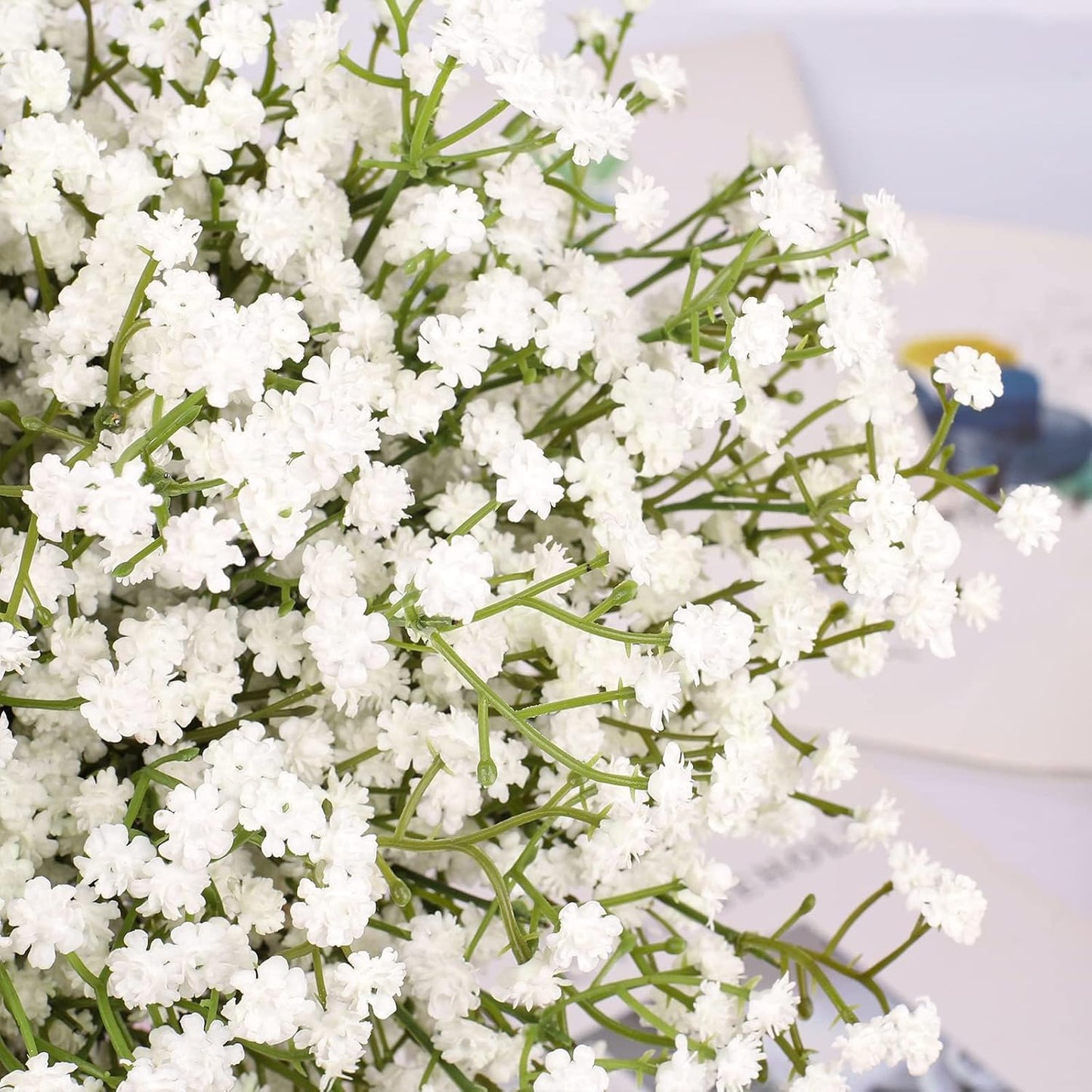 Babys Breath Artificial Flowers Bulk, 10Pcs Fake Gypsophila Bouquet Flowers Real Touch Faux Babies Breath Arrangement for Wedding Floral Party Home Centerpieces Vase Decoration, Yellow