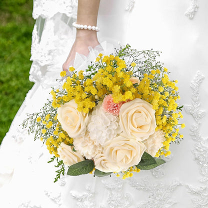 Babys Breath Artificial Flowers Bulk, 10Pcs Fake Gypsophila Bouquet Flowers Real Touch Faux Babies Breath Arrangement for Wedding Floral Party Home Centerpieces Vase Decoration, Yellow