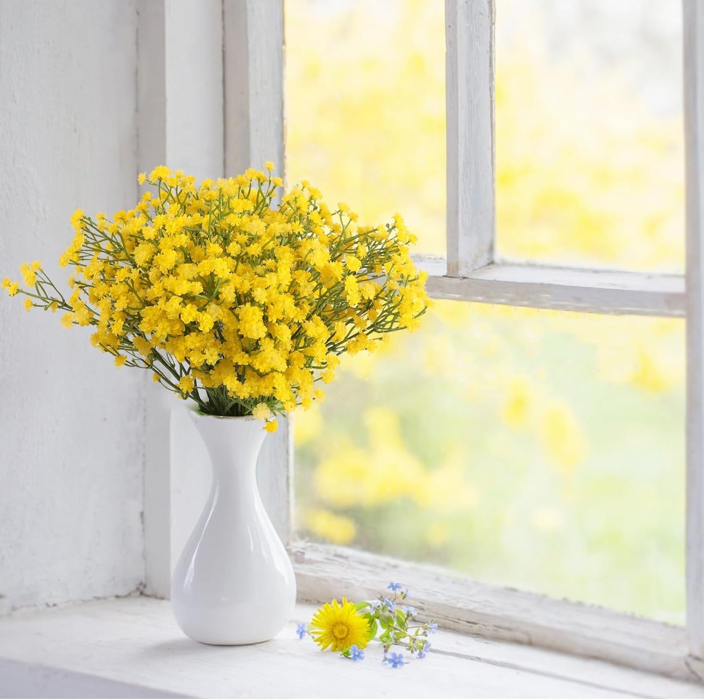 Babys Breath Artificial Flowers Bulk, 10Pcs Fake Gypsophila Bouquet Flowers Real Touch Faux Babies Breath Arrangement for Wedding Floral Party Home Centerpieces Vase Decoration, Yellow