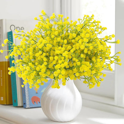 Babys Breath Artificial Flowers Bulk, 10Pcs Fake Gypsophila Bouquet Flowers Real Touch Faux Babies Breath Arrangement for Wedding Floral Party Home Centerpieces Vase Decoration, Yellow