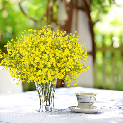 Babys Breath Artificial Flowers Bulk, 10Pcs Fake Gypsophila Bouquet Flowers Real Touch Faux Babies Breath Arrangement for Wedding Floral Party Home Centerpieces Vase Decoration, Yellow