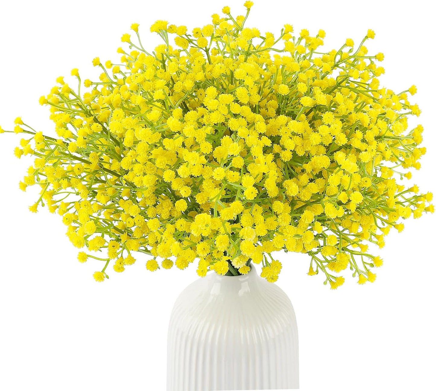 Babys Breath Artificial Flowers Bulk, 10Pcs Fake Gypsophila Bouquet Flowers Real Touch Faux Babies Breath Arrangement for Wedding Floral Party Home Centerpieces Vase Decoration, Yellow