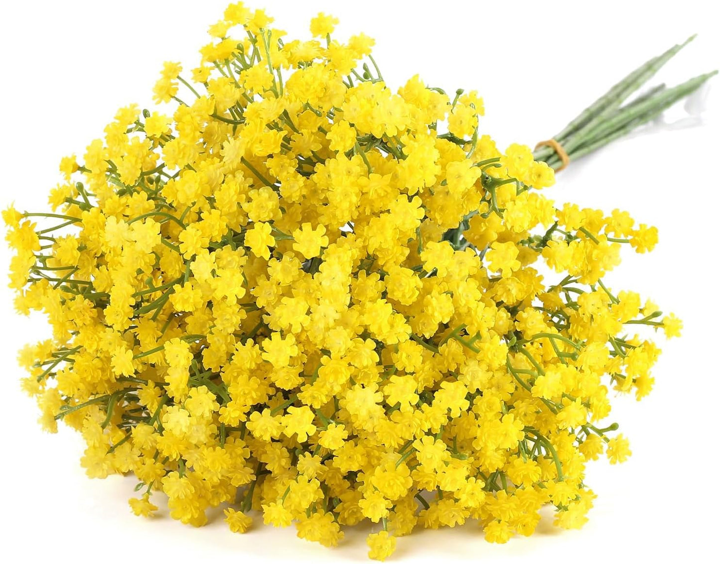 Babys Breath Artificial Flowers Bulk, 10Pcs Fake Gypsophila Bouquet Flowers Real Touch Faux Babies Breath Arrangement for Wedding Floral Party Home Centerpieces Vase Decoration, Yellow