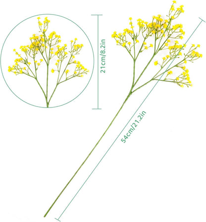 Babys Breath Artificial Flowers Bulk, 10Pcs Fake Gypsophila Bouquet Flowers Real Touch Faux Babies Breath Arrangement for Wedding Floral Party Home Centerpieces Vase Decoration, Yellow