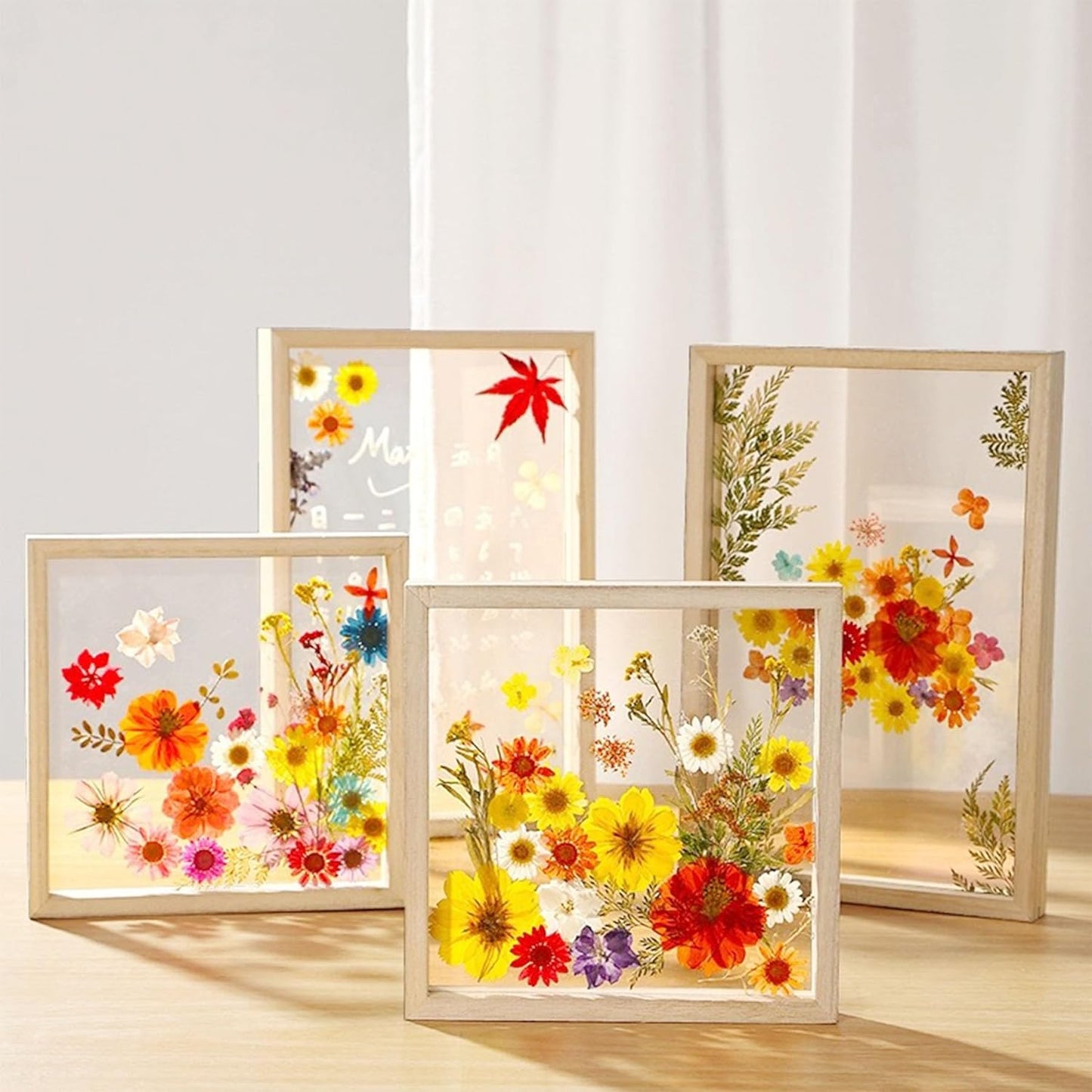 40 PCS Natural Dried Pressed Flowers, Yellow Natural Dried Pressed Leaves, Natural Dry Flowers Leaves for Pressed Leaf Art Craft DIY Embellishment Decoration