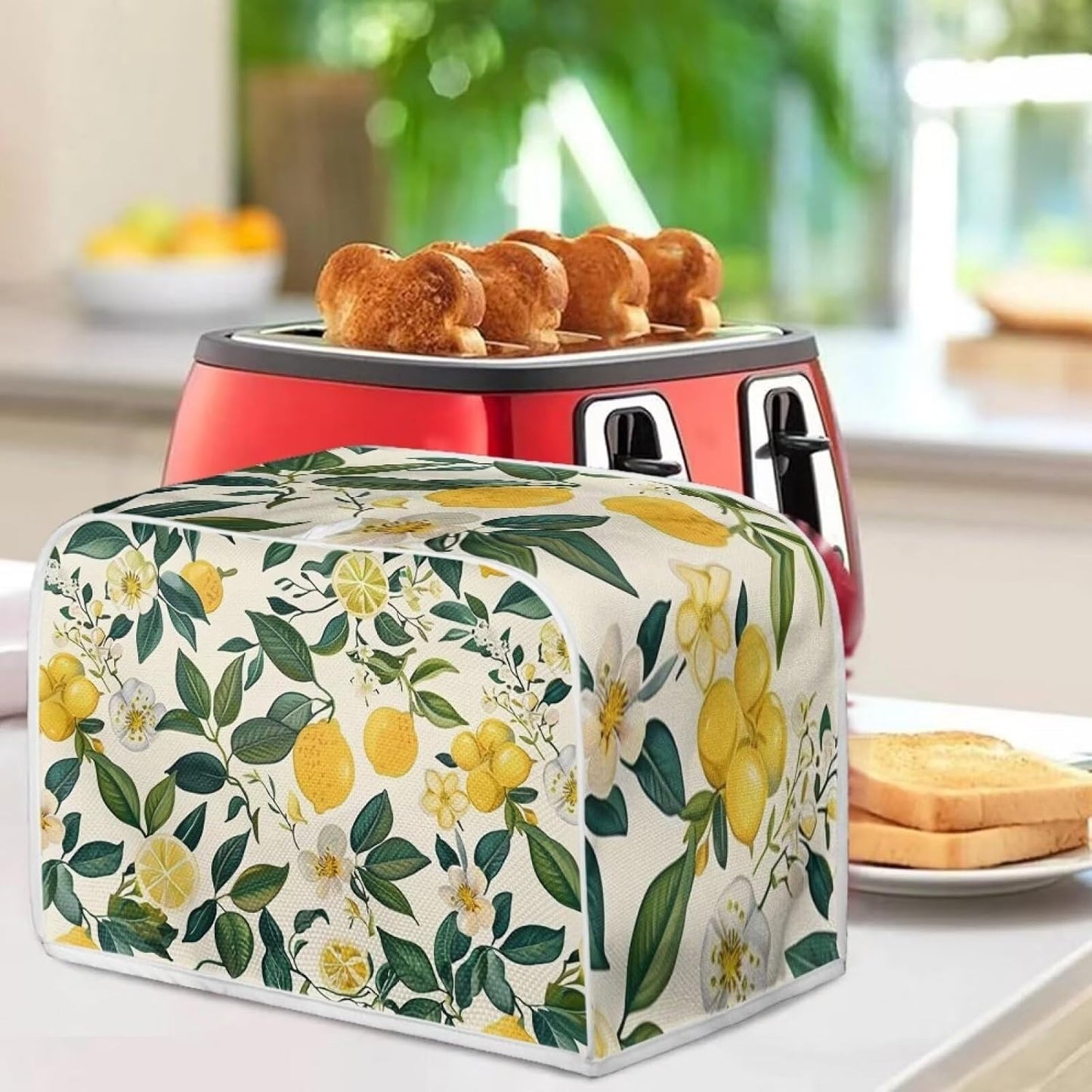 Lemons Toaster Cover Pink 4 Slice Washable Toaster Covers Strawberry Toaster Organizer Bags Woman Toaster Oven Cover Gift-Top Handle Design