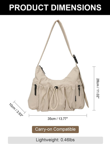 Nylon Crossbody Bag for Women, Slouchy Hobo Tote Bag Shoulder Purse | Large Messenger Bag, Travel Purse Casual Handbag for Work Daily Travel