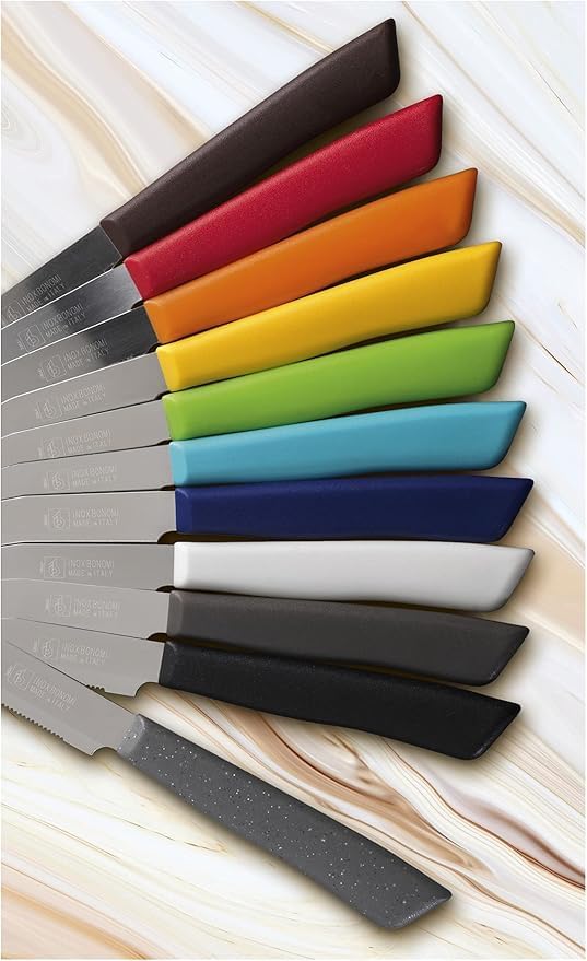 6 kitchen Knifes (Knives) - Italian Stainless Steel Vegetable/Steak/Table Knife Cutlery (Yellow)