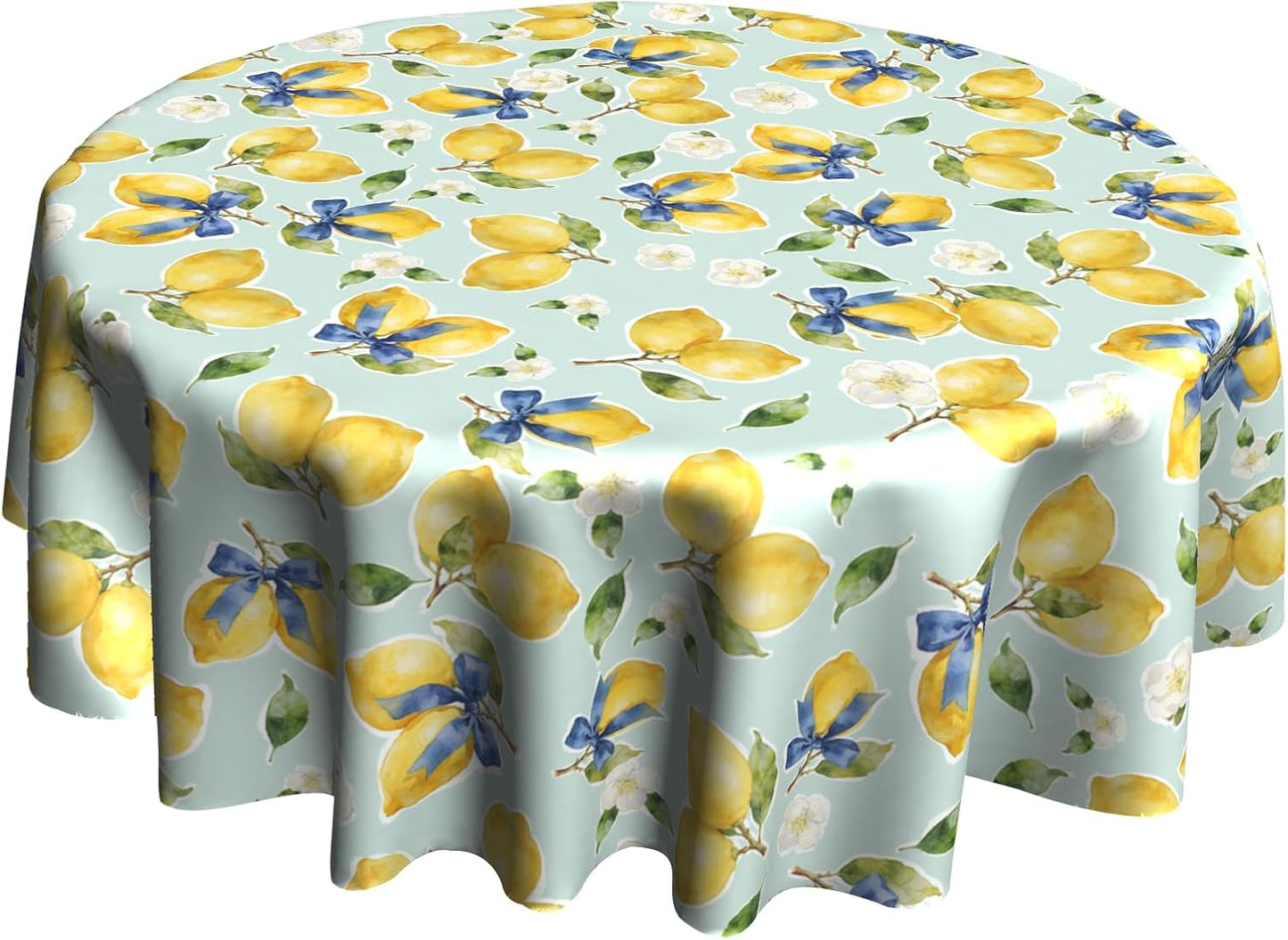 Lemon Tablecloth 60 inch Round Table Cloth Flower Table Cloths Spring Summer Tablecloths for Kitchen Dining Decorations Holiday