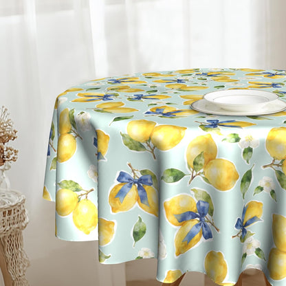 Lemon Tablecloth 60 inch Round Table Cloth Flower Table Cloths Spring Summer Tablecloths for Kitchen Dining Decorations Holiday