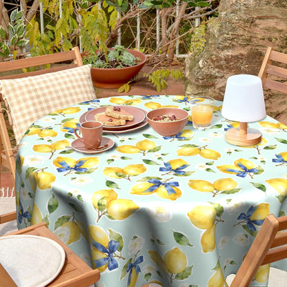 Lemon Tablecloth 60 inch Round Table Cloth Flower Table Cloths Spring Summer Tablecloths for Kitchen Dining Decorations Holiday