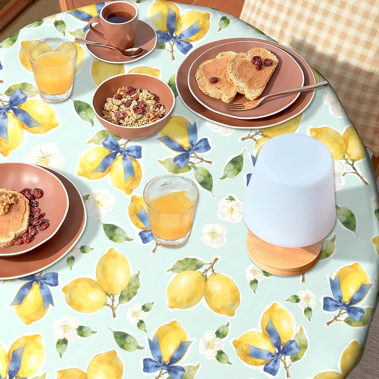Lemon Tablecloth 60 inch Round Table Cloth Flower Table Cloths Spring Summer Tablecloths for Kitchen Dining Decorations Holiday
