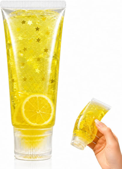 Toothpaste Squishy, Lemon-Themed Squishy Toothpaste Tube with Glitter and Lemon Slice Pattern, Slow-Return Stress Relief Tool for Desk Display, Squishy Toothpaste in Yellow ﻿