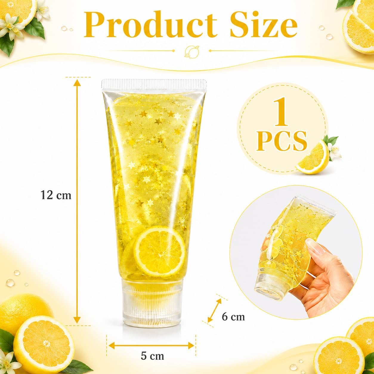Toothpaste Squishy, Lemon-Themed Squishy Toothpaste Tube with Glitter and Lemon Slice Pattern, Slow-Return Stress Relief Tool for Desk Display, Squishy Toothpaste in Yellow ﻿