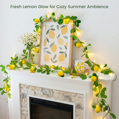 Lemon Vine Fairy Lights, 18 LED USB & Battery Powered with Remote | 6FT Lighted Lemon Garland With 8 Modes, Timer And Memory For Kitchen, Mantel, Window, Porch, Table And Summer Party Decor
