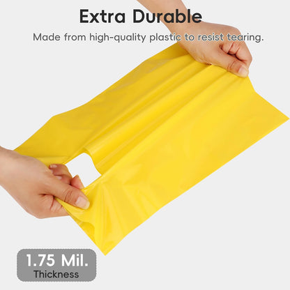 9x12 Yellow Plastic Bags with Handles 100 Pack | Retail Shopping Bags Bulk for Gift Wrapping, Party Favors, Birthday, Small Business & Store