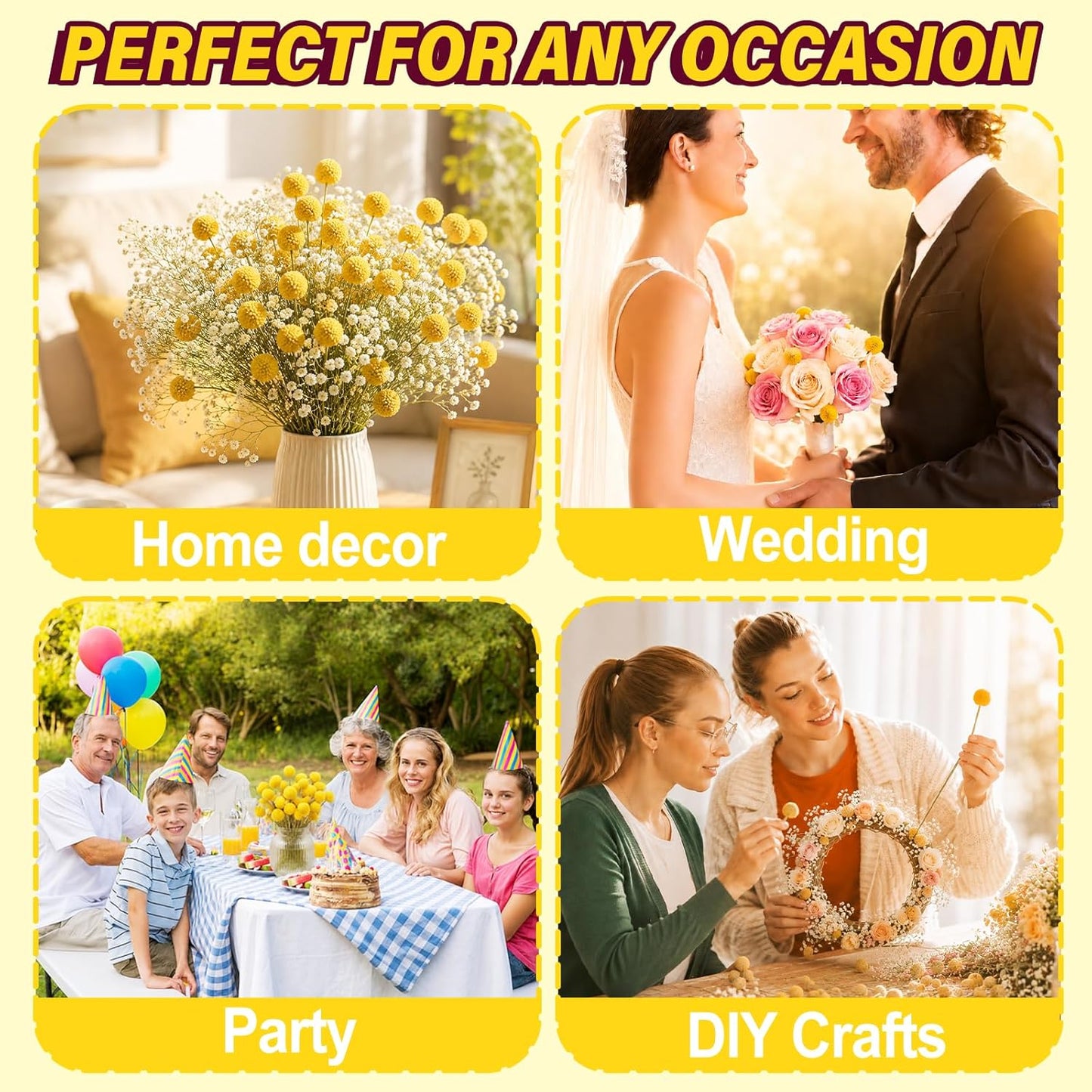 40pcs Dried Billy Balls Flowers for Wedding Decor & Floral Displays | Golden Spherical Blooms Add Rustic Texture and Visual Interest to Bouquets, Centerpieces, Home Accents and Creative Projects