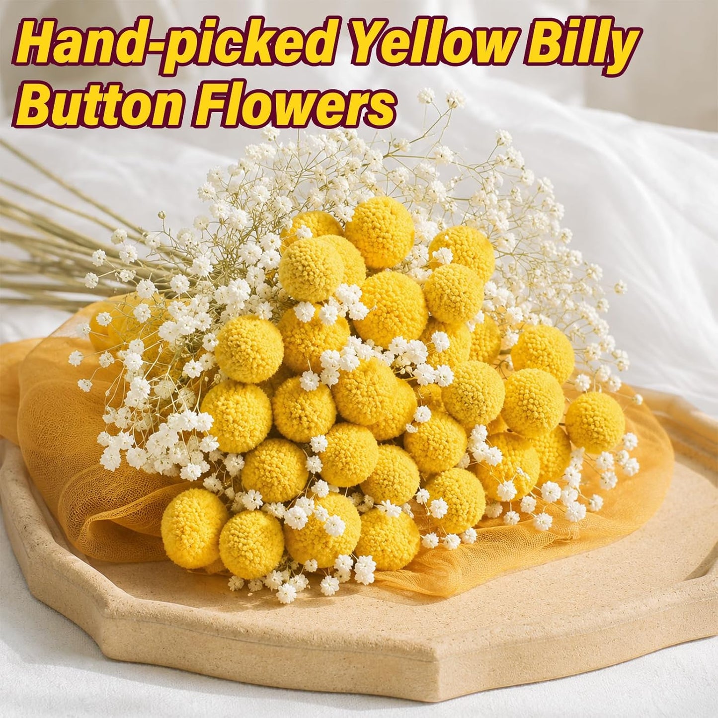 40pcs Dried Billy Balls Flowers for Wedding Decor & Floral Displays | Golden Spherical Blooms Add Rustic Texture and Visual Interest to Bouquets, Centerpieces, Home Accents and Creative Projects