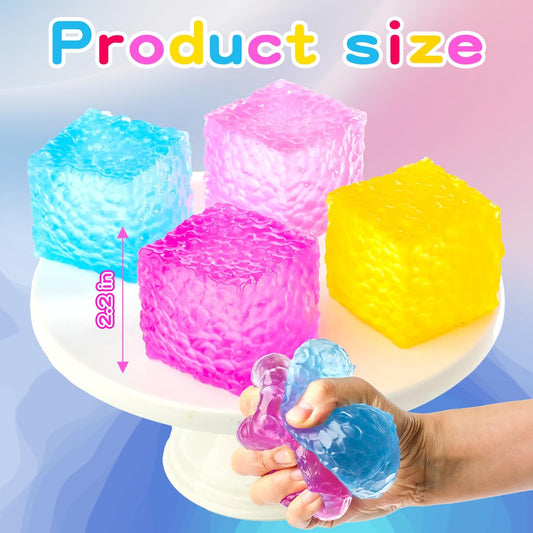 Ice Cube Stress Ball, Wave Pattern Squishy Squeeze Fidget Toy for Kids | 2.2In Yellow Wave Pattern Squishy Squeeze Toy for Teens & Adults Anxiety Relief, Classroom Fidgets, Office Desk