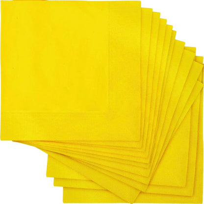 Sunflower Yellow Solid Beverage Paper Napkins - 5"x5", Pack of 20 - Soft & Durable, Vibrant & Elegant - Perfect For Parties or Events