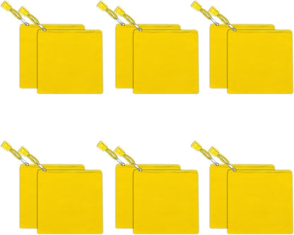12 Pack DIY Craft Cotton Canvas Bag, Multi-Purpose Cosmetic Bag Makeup Pouches with Zipper Travel Toiletry Bag (XS, Yellow)