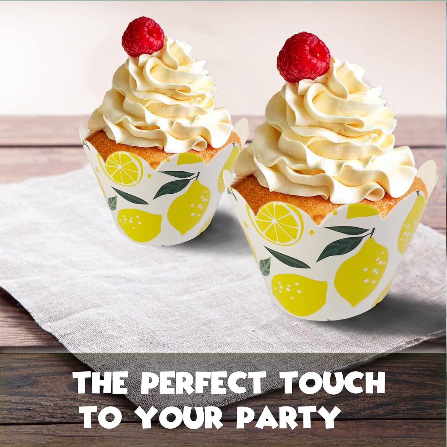 24pcs Fresh Fruit Lemon Cupcake Wrappers Pick for Citrus Lemonade Theme Decor Supplies Baby Shower Boys Girls Happy Birthday Party Baking Wrapping Decorations