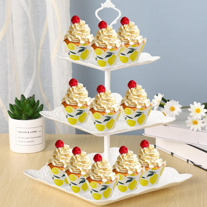 24pcs Fresh Fruit Lemon Cupcake Wrappers Pick for Citrus Lemonade Theme Decor Supplies Baby Shower Boys Girls Happy Birthday Party Baking Wrapping Decorations