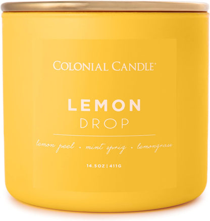 Lemon Drop Scented Jar Candle, Pop of Color Collection, 3 Wick, 14.5 oz - Up to 60 Hours Burn