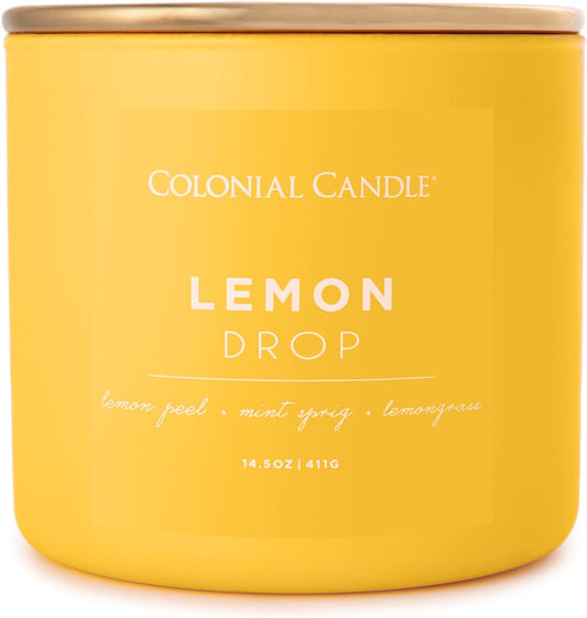Lemon Drop Scented Jar Candle, Pop of Color Collection, 3 Wick, 14.5 oz - Up to 60 Hours Burn