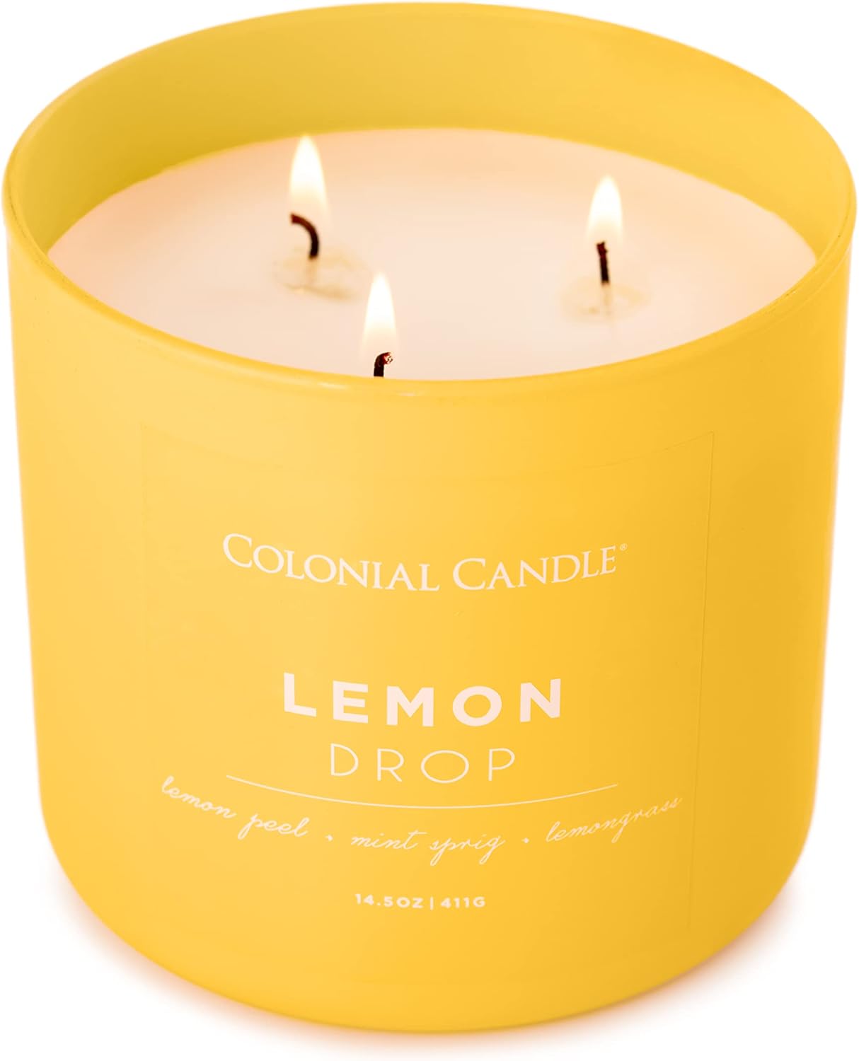 Lemon Drop Scented Jar Candle, Pop of Color Collection, 3 Wick, 14.5 oz - Up to 60 Hours Burn