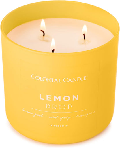 Lemon Drop Scented Jar Candle, Pop of Color Collection, 3 Wick, 14.5 oz - Up to 60 Hours Burn