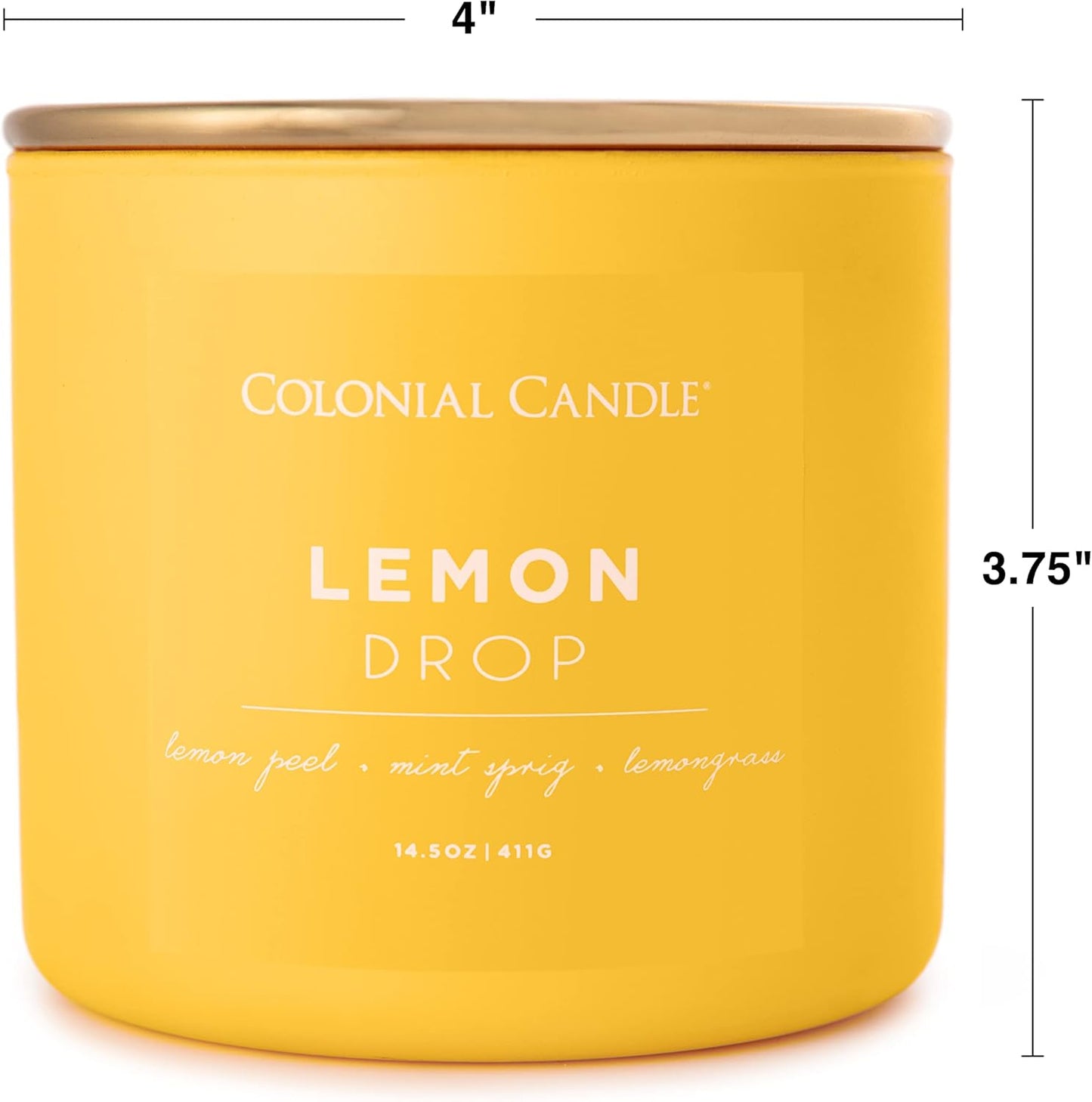 Lemon Drop Scented Jar Candle, Pop of Color Collection, 3 Wick, 14.5 oz - Up to 60 Hours Burn