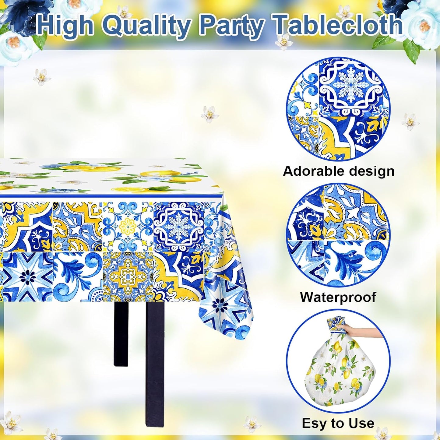 169 Pcs Capri Lemon Party Decorations Amalfi Coast Lemon Party Supplies Serve 24 Summer Mediterranean Tableware Set Lemon Plates Napkins Tablecloth for Birthday Bridal Shower
