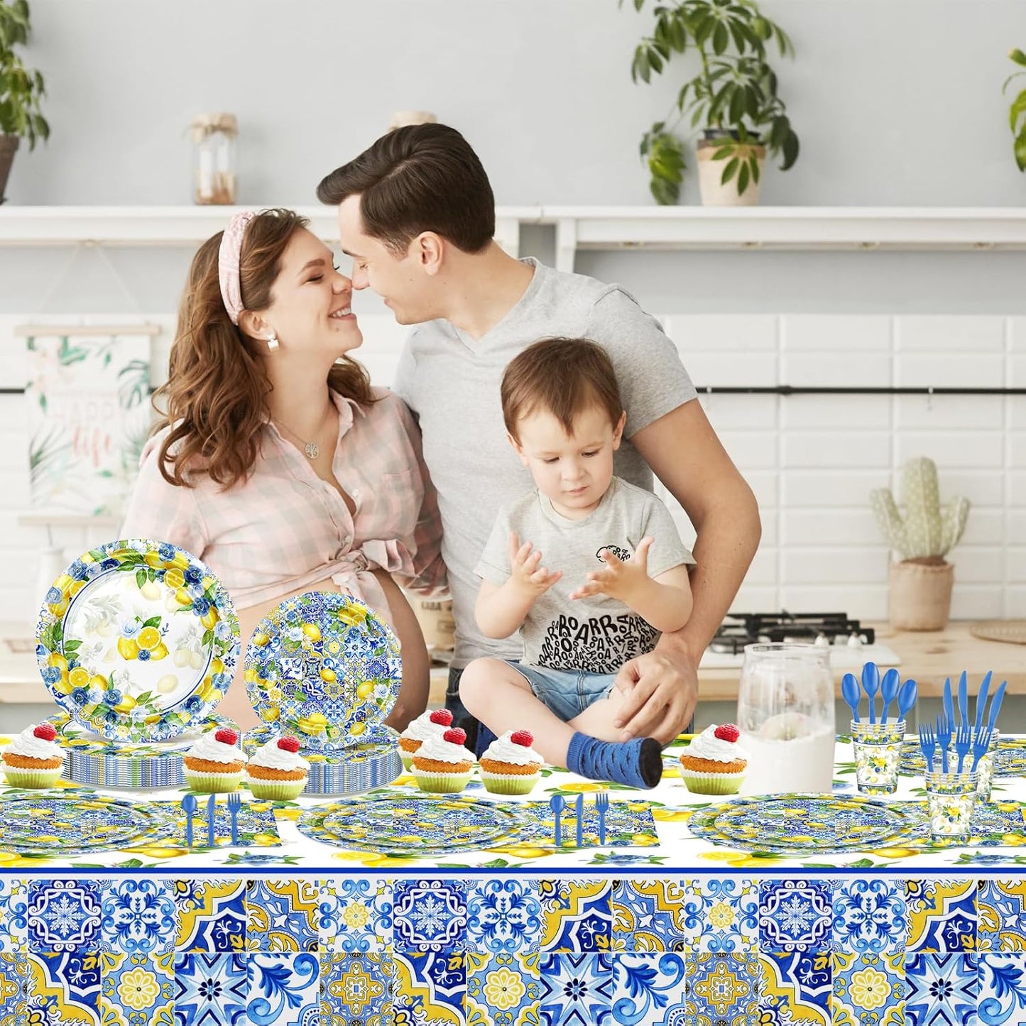 169 Pcs Capri Lemon Party Decorations Amalfi Coast Lemon Party Supplies Serve 24 Summer Mediterranean Tableware Set Lemon Plates Napkins Tablecloth for Birthday Bridal Shower