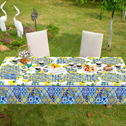 169 Pcs Capri Lemon Party Decorations Amalfi Coast Lemon Party Supplies Serve 24 Summer Mediterranean Tableware Set Lemon Plates Napkins Tablecloth for Birthday Bridal Shower